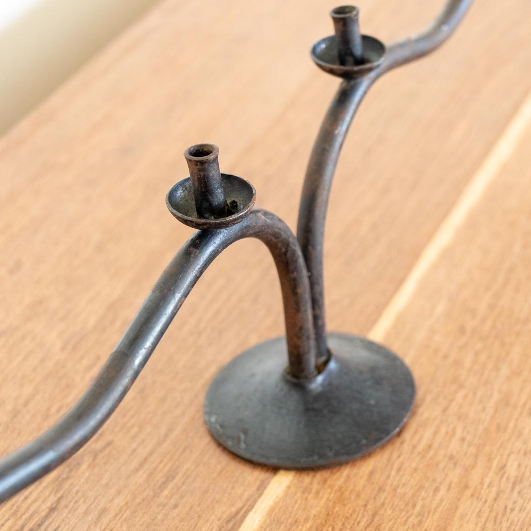 1940's French Wavy Iron Candlestick 3