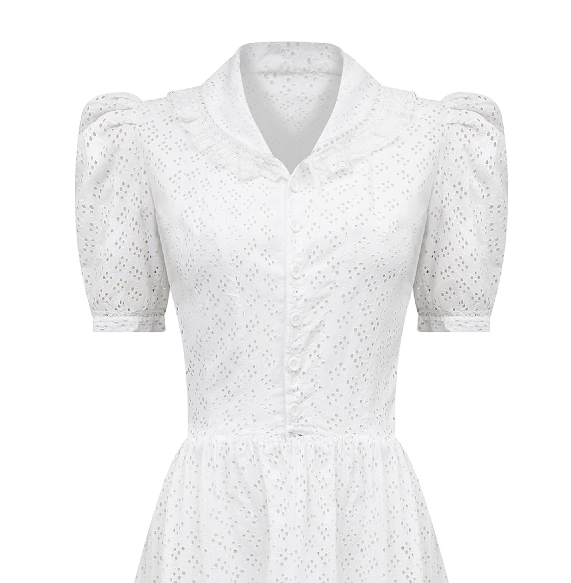 white 1940s dress