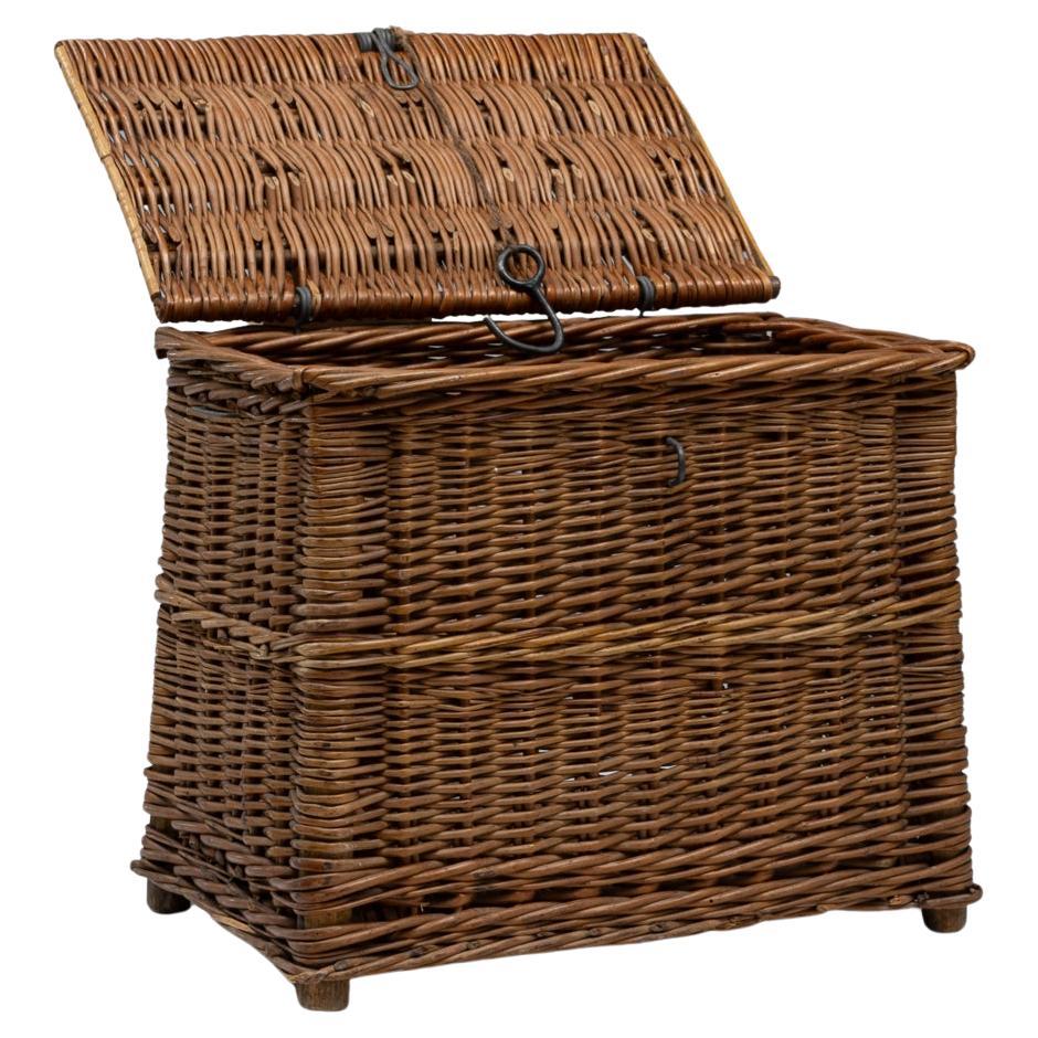 1940s French Wicker Basket For Sale