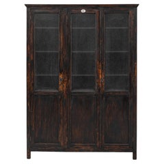 1940s French Wood Black Patinated Vitrine