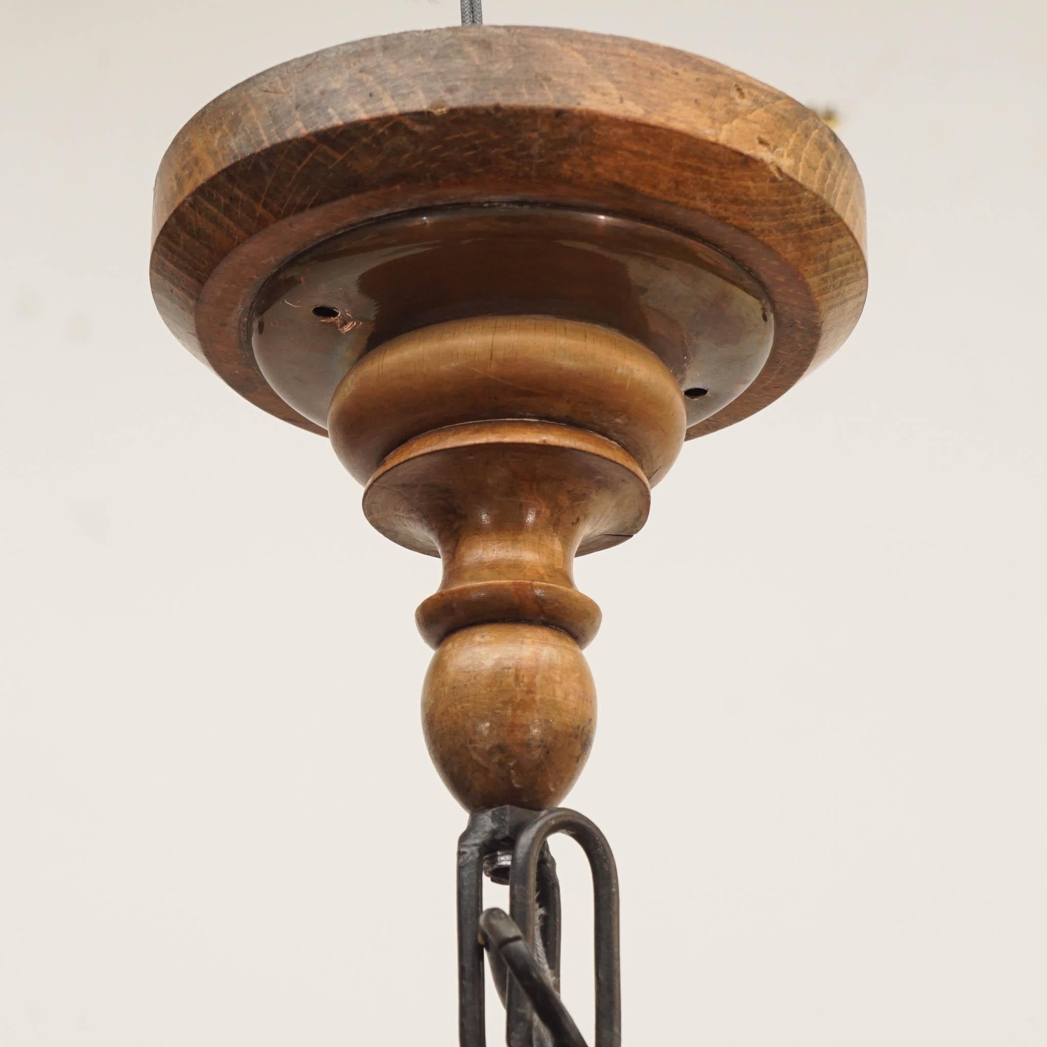 20th Century 1940's French Wood Chandelier Wired for US For Sale