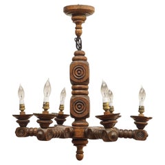 1940
s French Wood Chandelier Wired for US