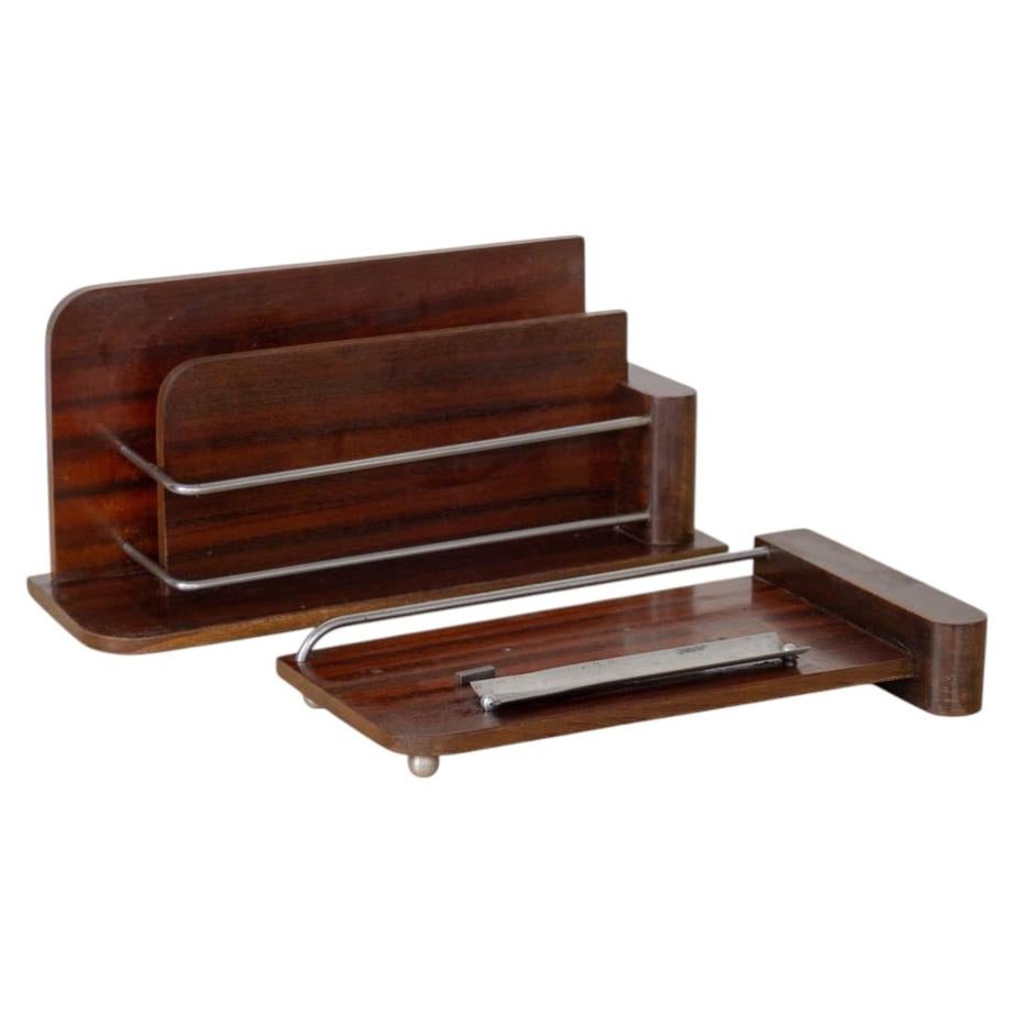 1940s French Wood Desk Accessories