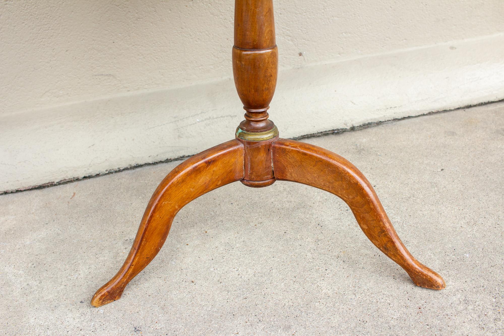 1940s French Wood and Marble Side Table with Gallery Edge 6
