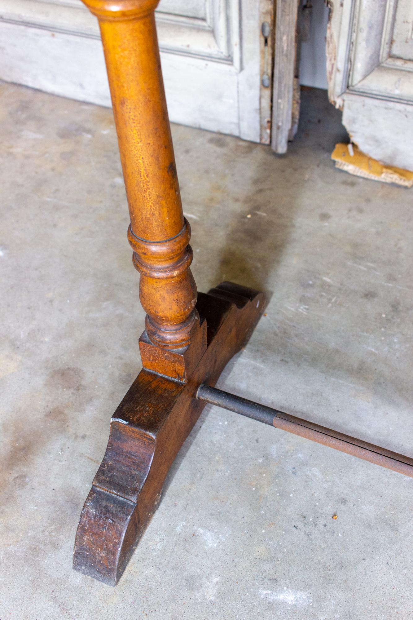 1940s French Wood & Metal Bistro Console Table 7