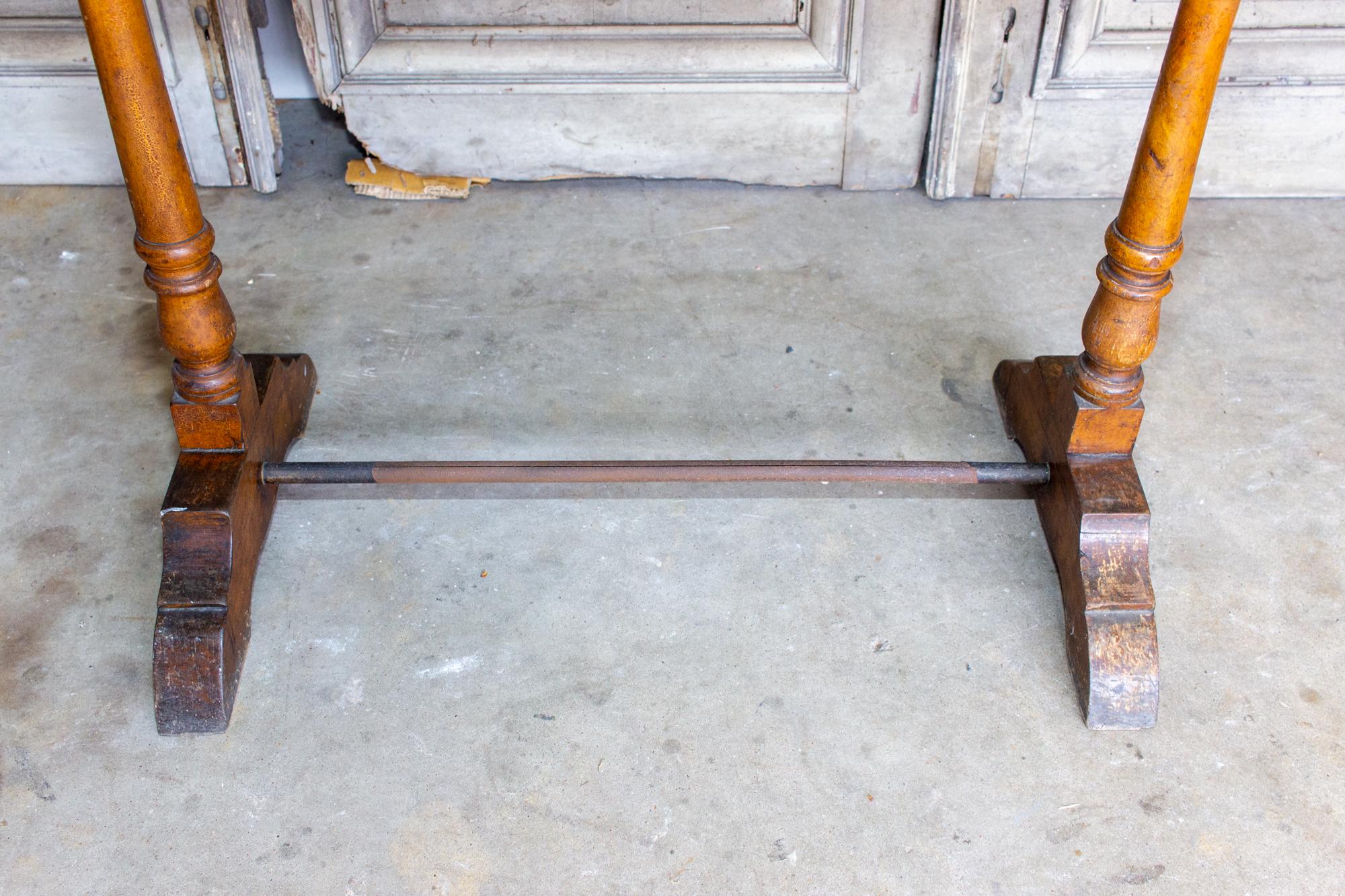 1940s French Wood & Metal Bistro Console Table 8