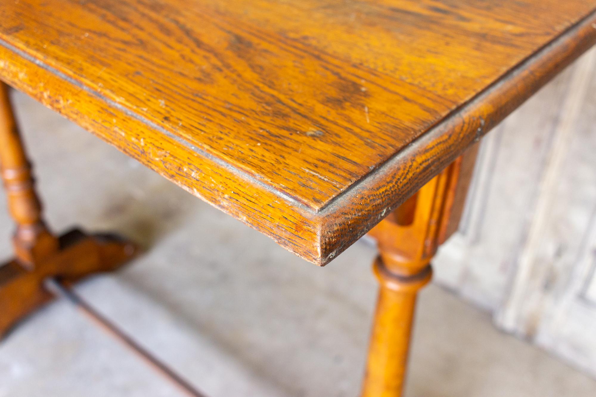 1940s French Wood & Metal Bistro Console Table 12