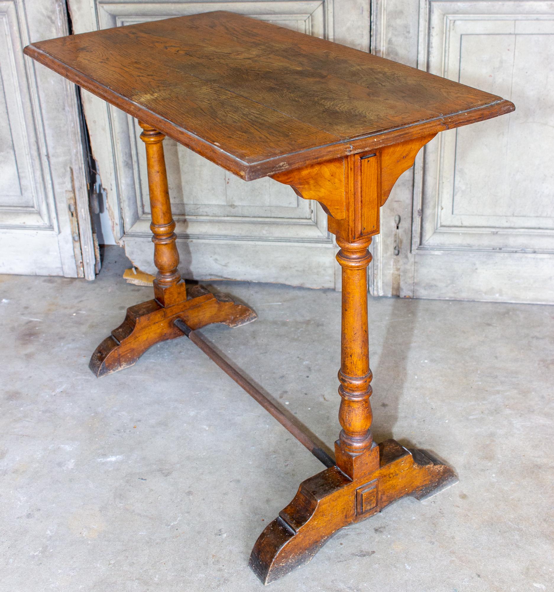 1940s French Wood & Metal Bistro Console Table In Good Condition In Houston, TX