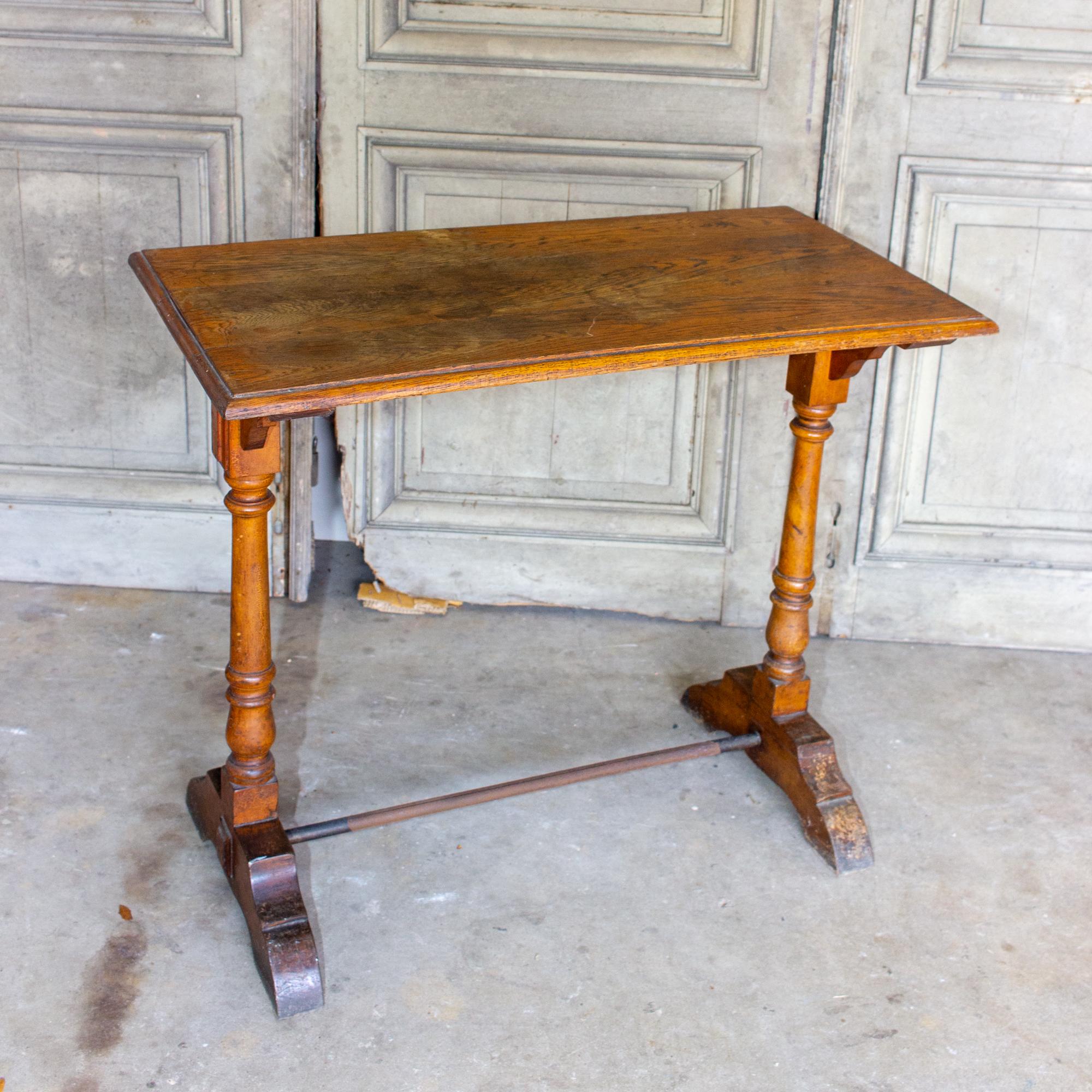 1940s French Wood & Metal Bistro Console Table 3