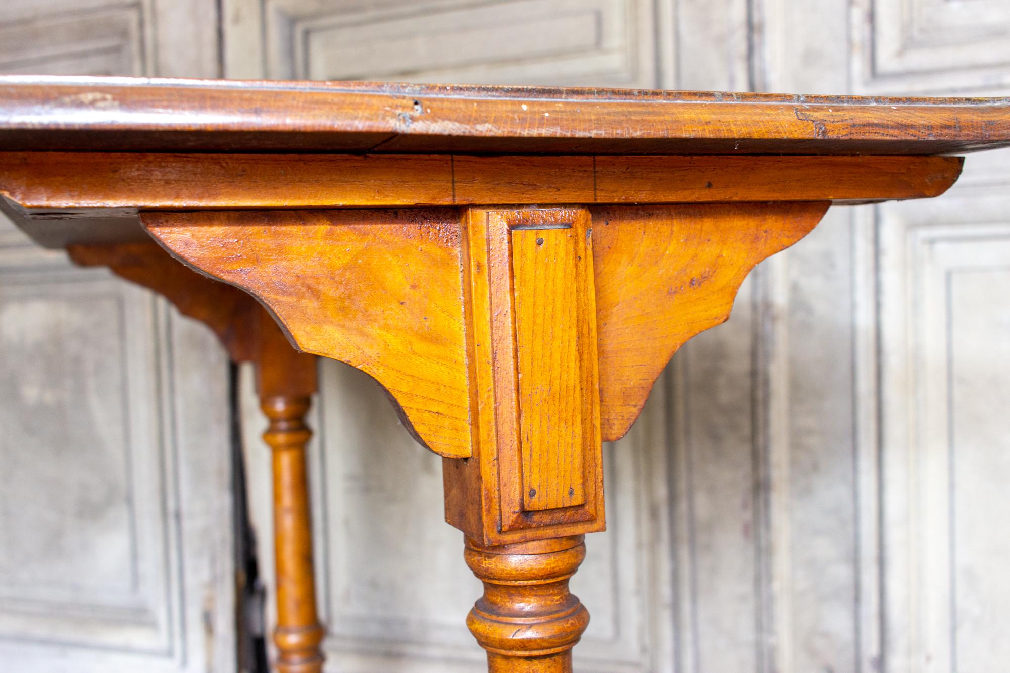 1940s French Wood & Metal Bistro Console Table 5