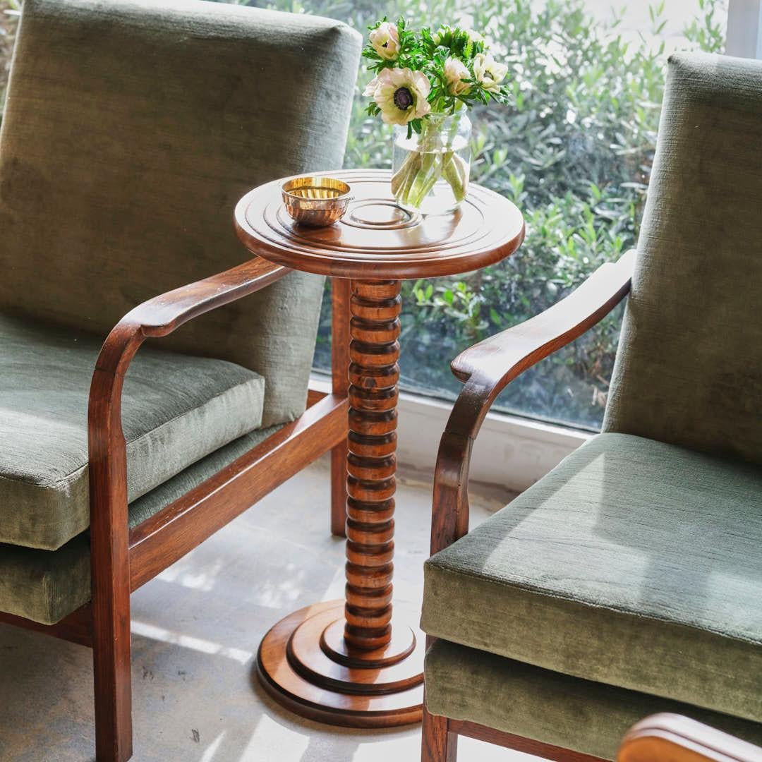 1940's French Wood Side Table In Good Condition In Los Angeles, CA