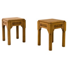 1940s French Wooden Side Tables, a Pair