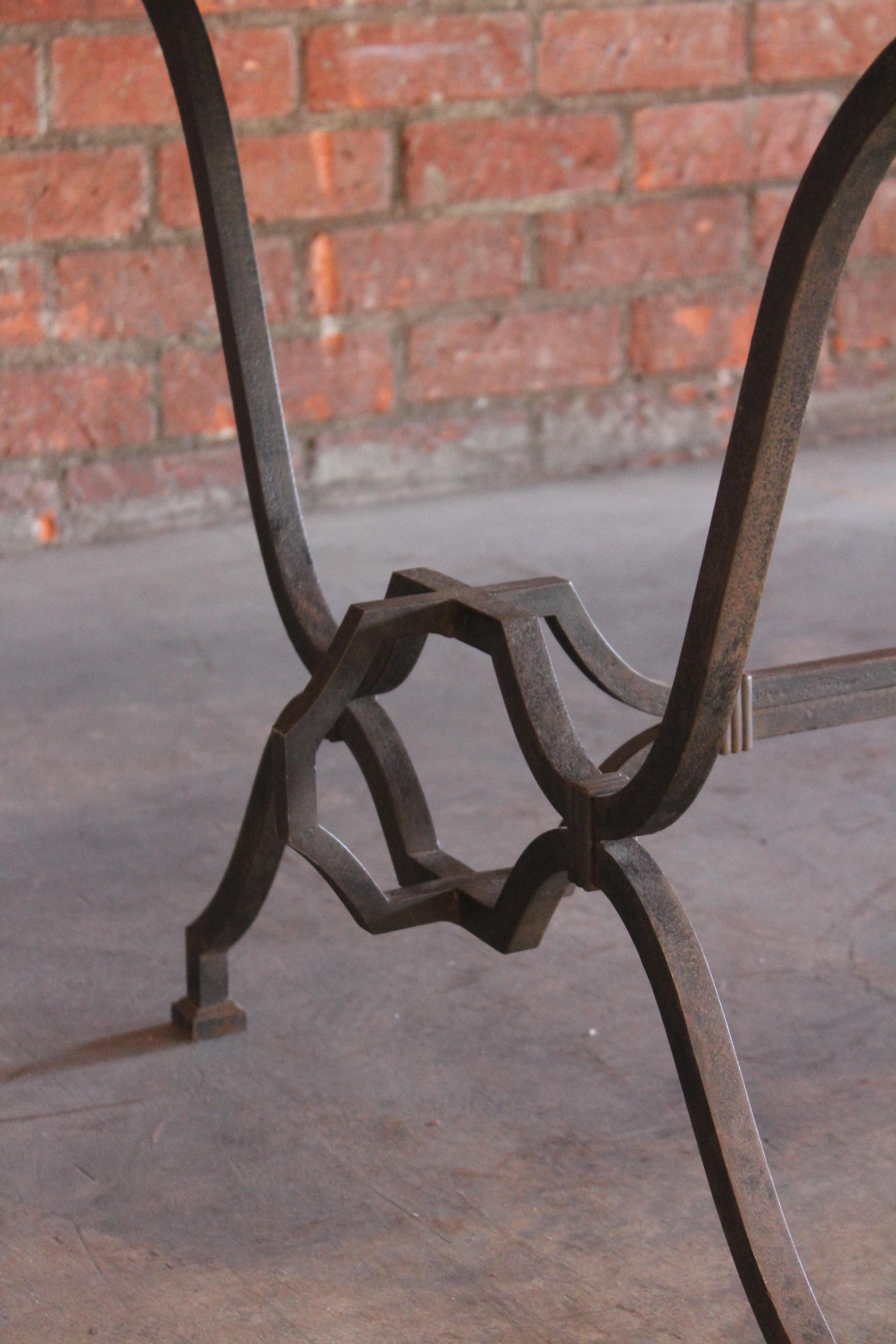 1940s French Wrought Iron and Limestone Table by Colette Gueden for René Prou For Sale 8