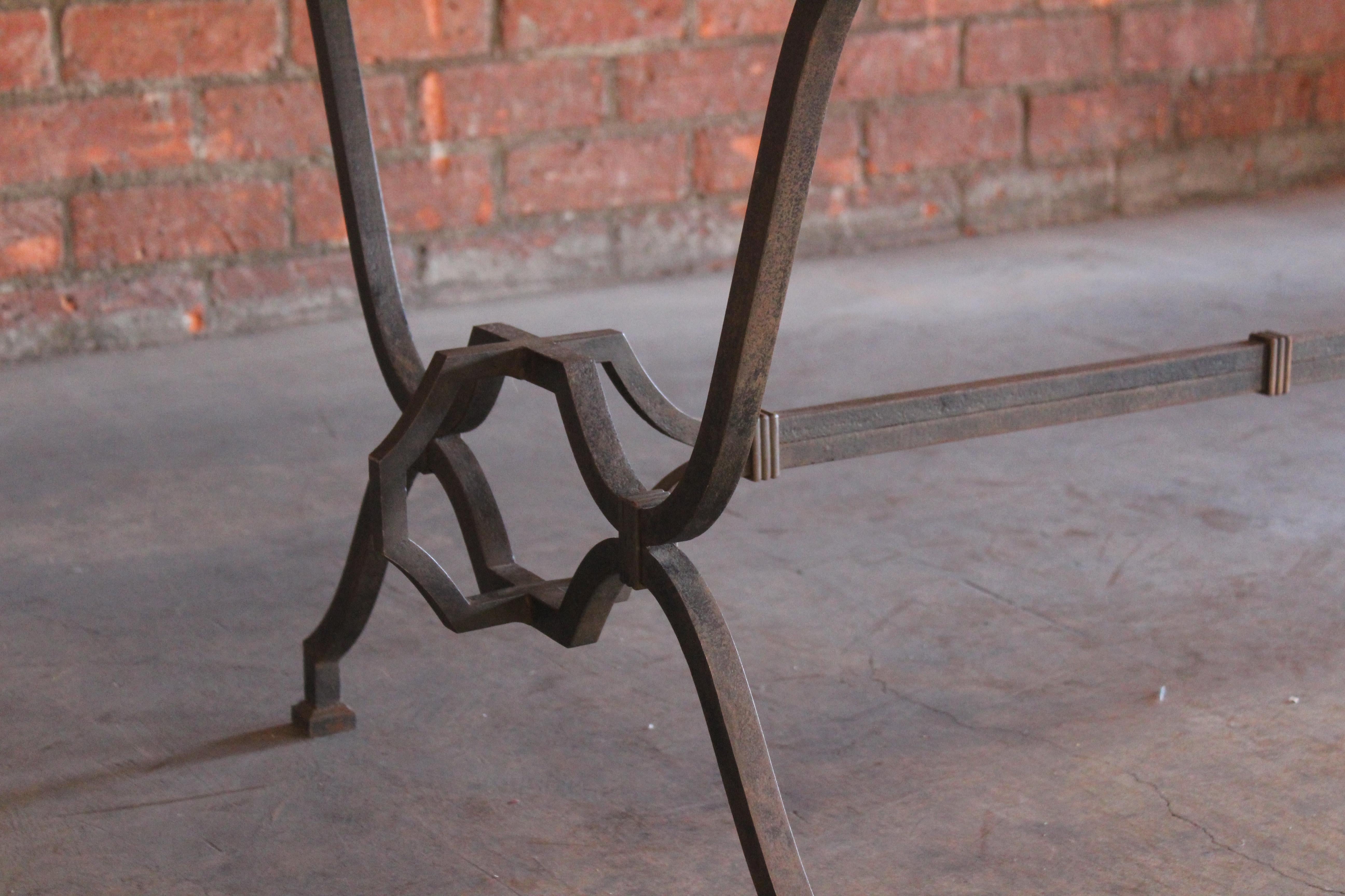 1940s French Wrought Iron and Limestone Table by Colette Gueden for René Prou For Sale 9