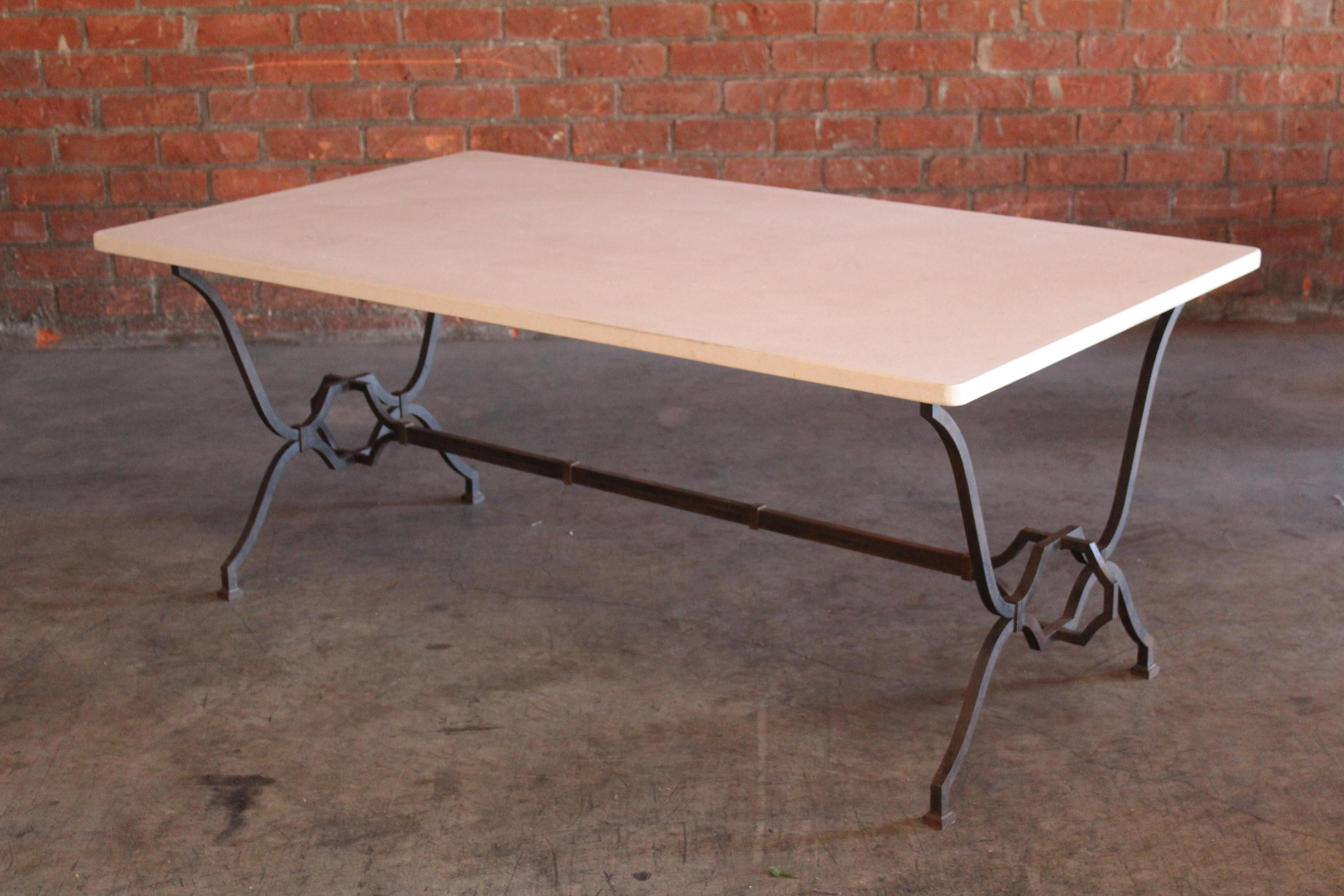 1940s French Wrought Iron and Limestone Table by Colette Gueden for René Prou For Sale 13