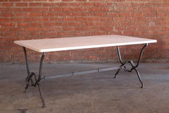 1940s French Wrought Iron and Limestone Table by Colette Gueden for René Prou