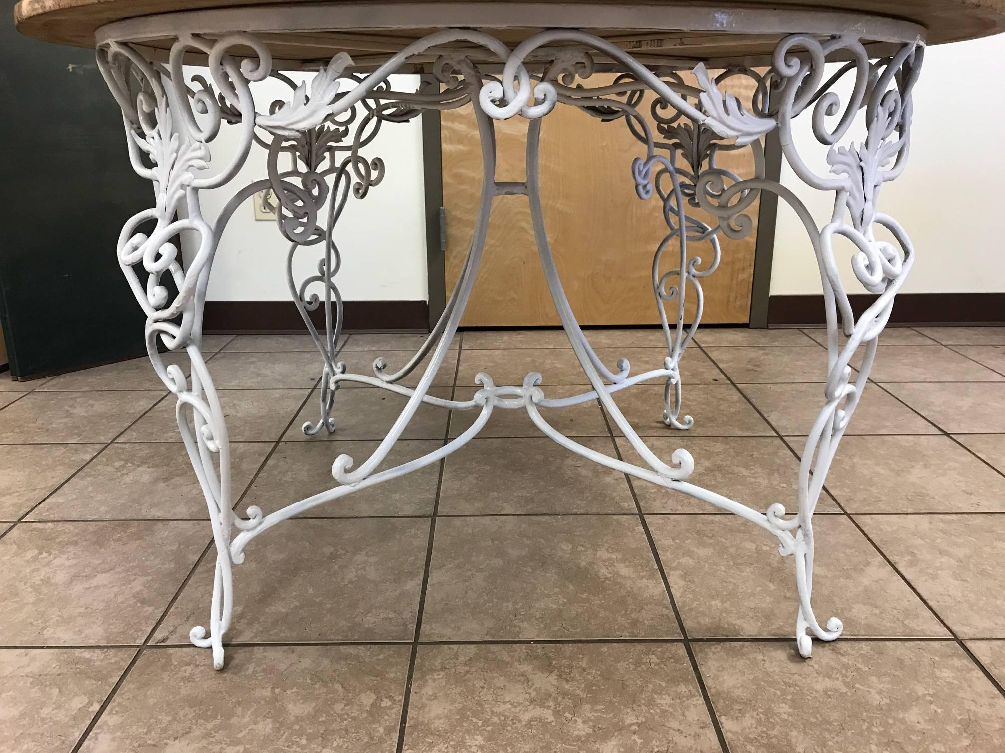 Painted 1940s French Wrought Iron Center Table Attributed to René Prou For Sale