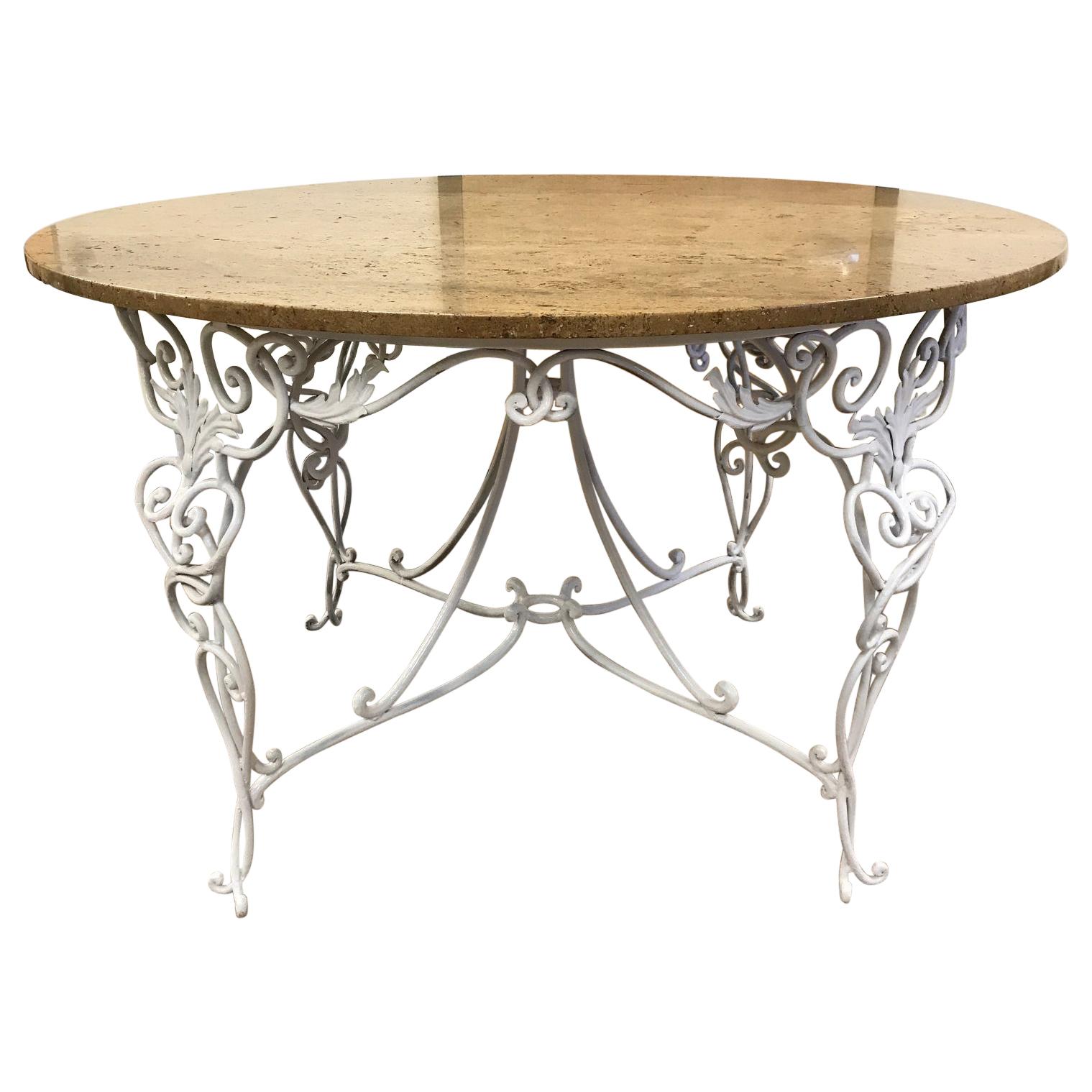 1940s French Wrought Iron Center Table Attributed to René Prou