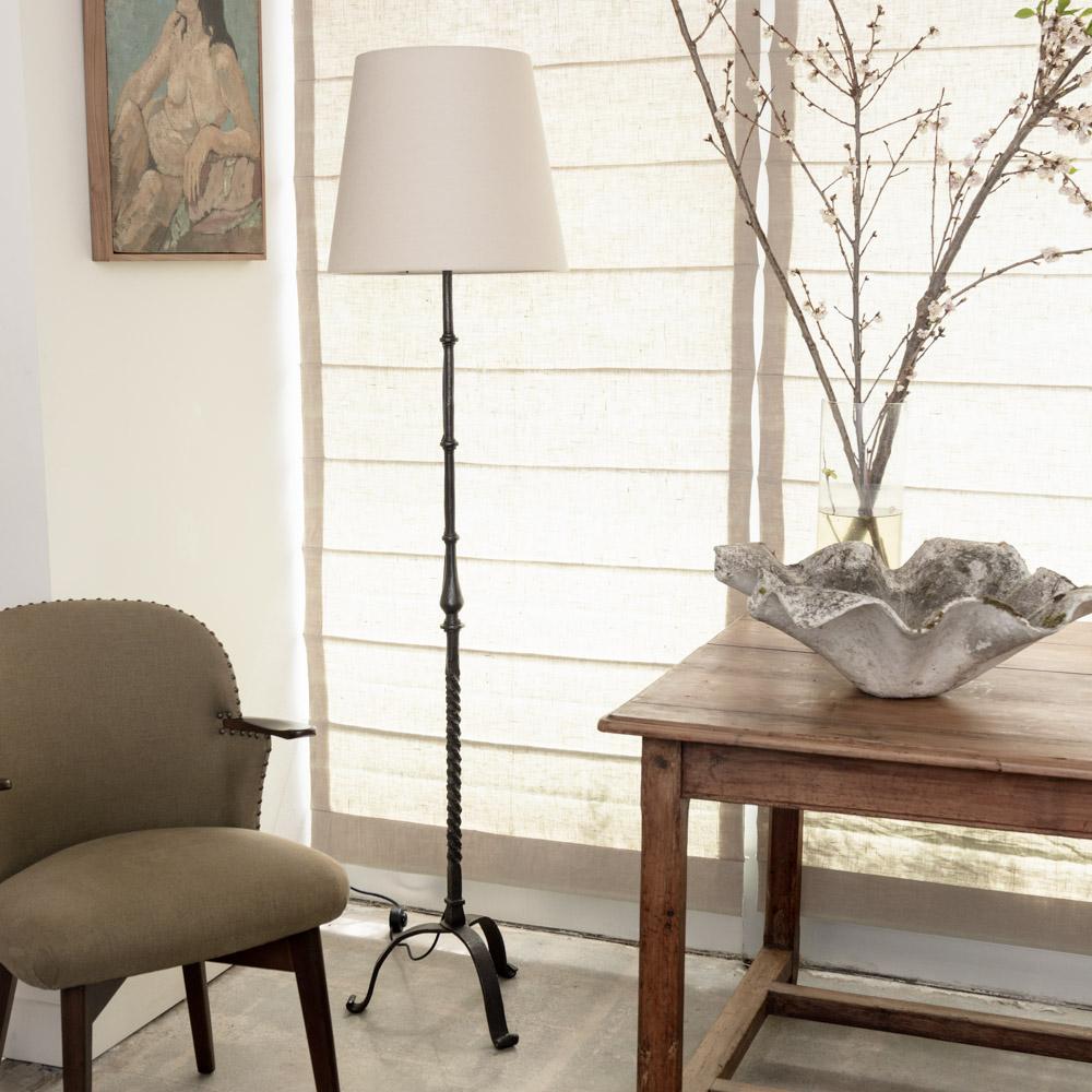 1940's French Wrought Iron Floor Lamp In Good Condition In Los Angeles, CA