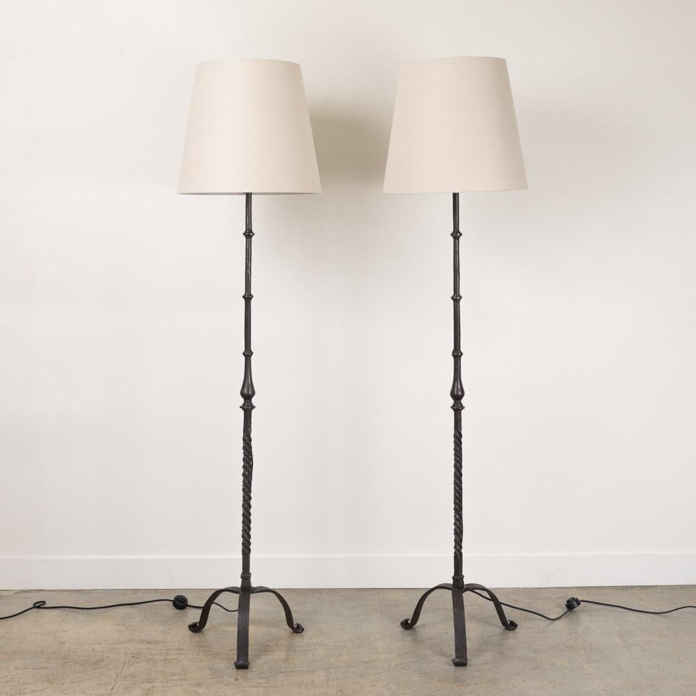 20th Century 1940's French Wrought Iron Floor Lamp