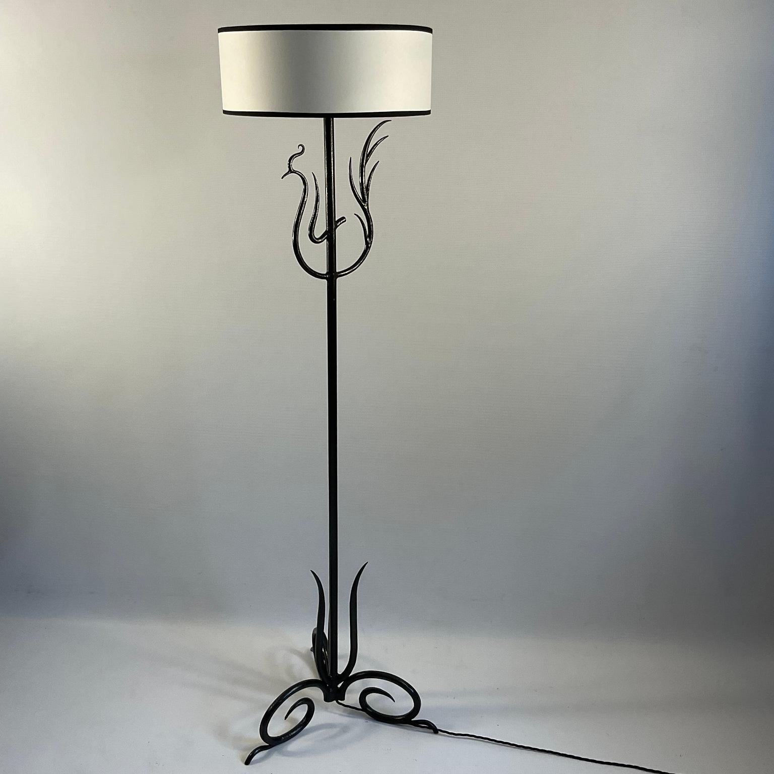 1940s French Wrought Iron Floor Lamp with a Design of a Phoenix.  For Sale 6
