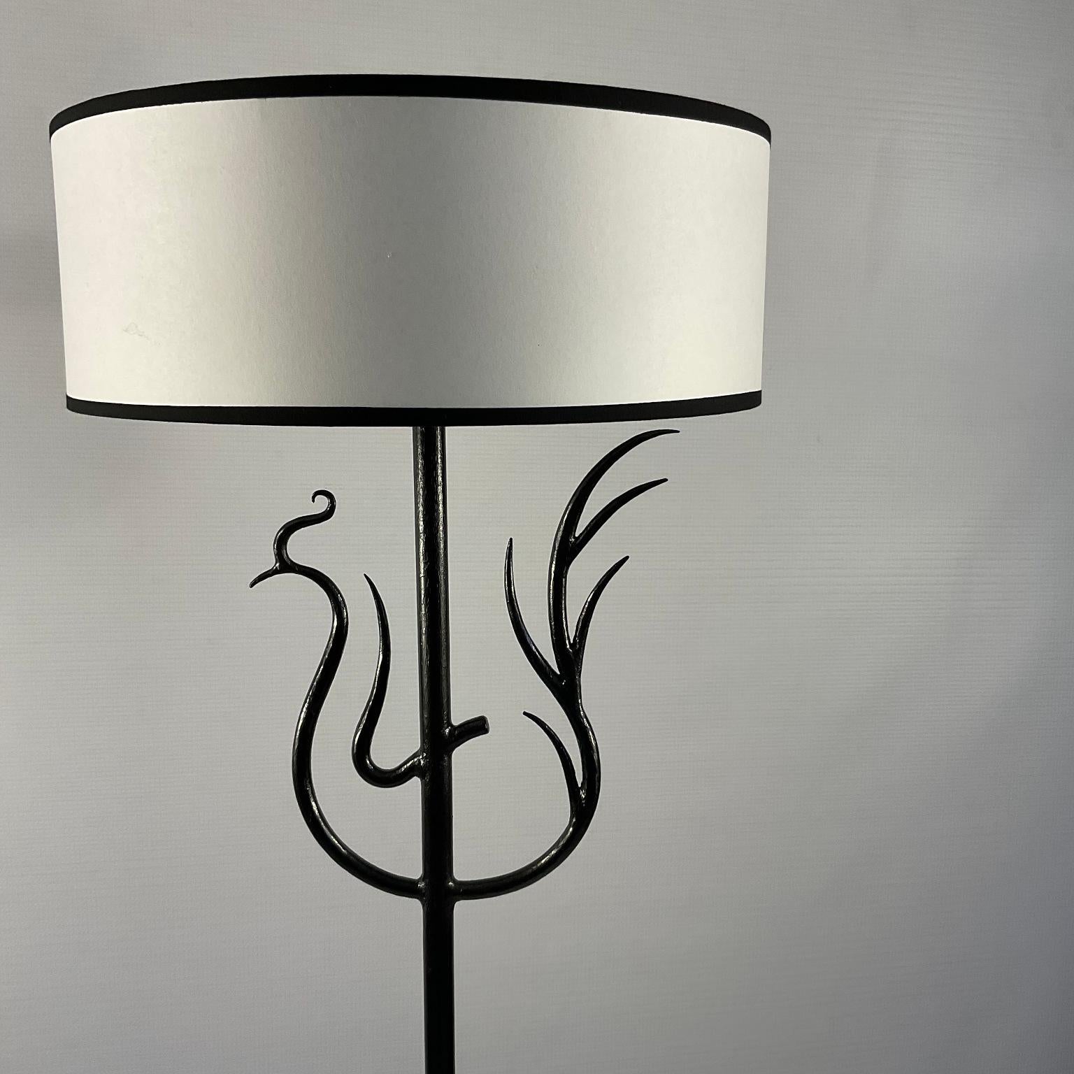 1940s French Wrought Iron Floor Lamp with a Design of a Phoenix.  For Sale 5