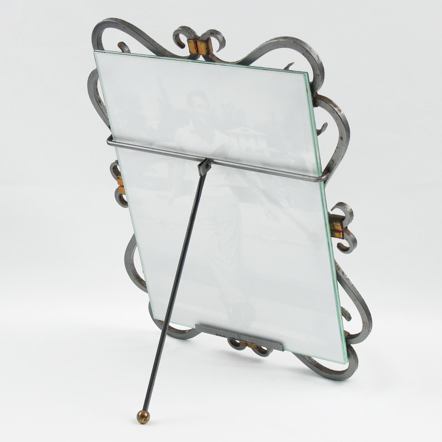 Mid-Century Modern 1940s French Wrought Iron Picture Frame