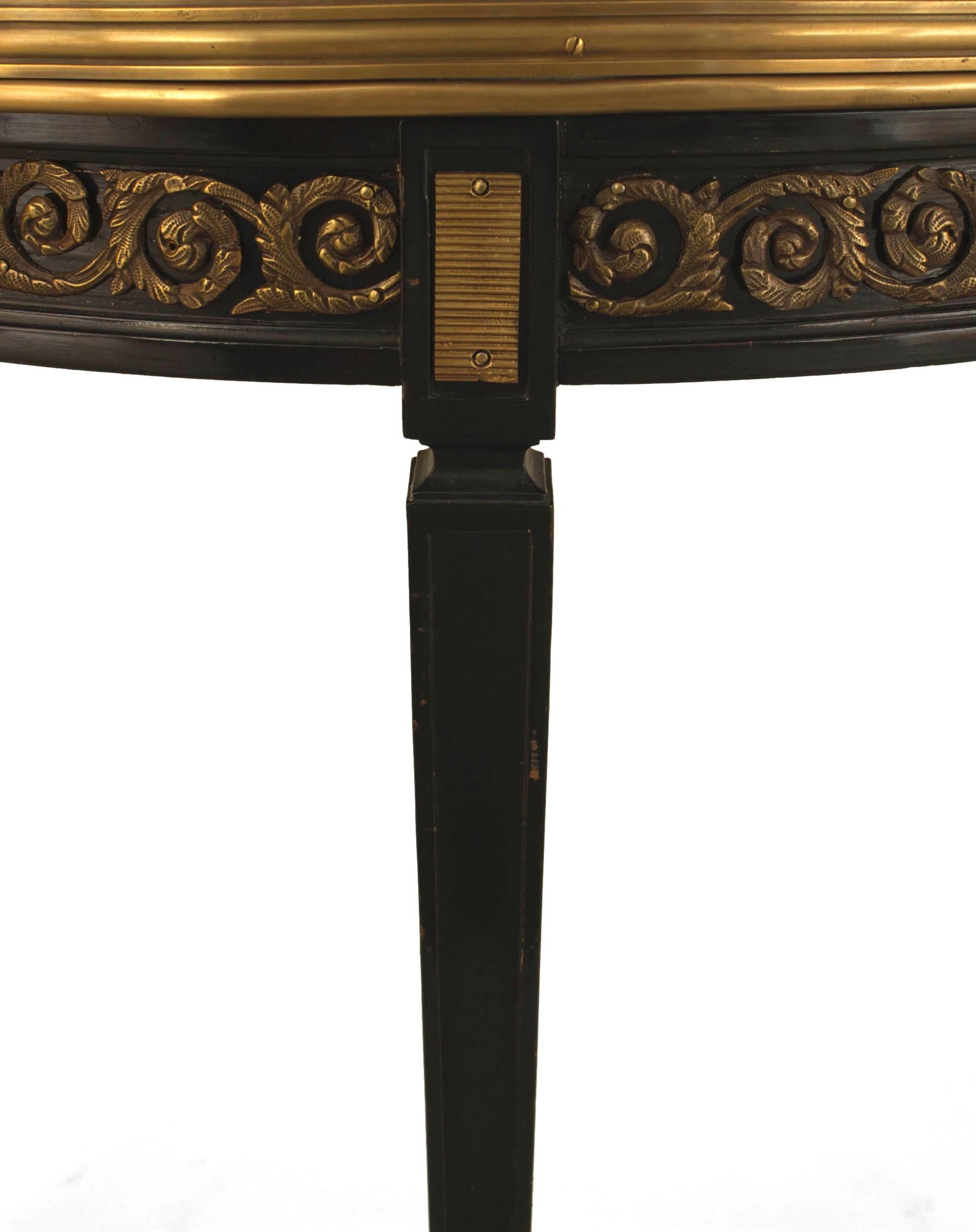 Wood Jansen French Louis XVI Style Ebonized Marble Top Console Table For Sale