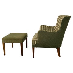 Sedia da salotto e poggiapiedi Frits Henningsen degli anni '40