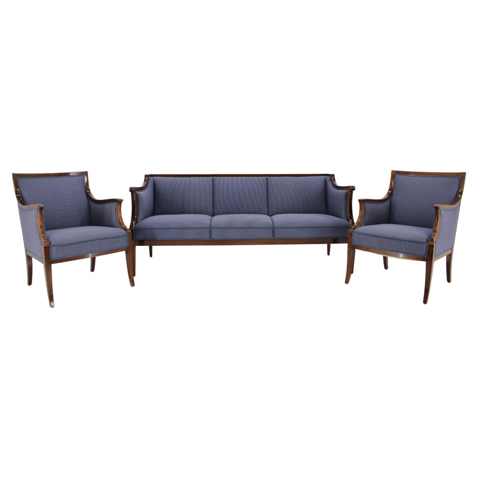 1940s Frits Henningsen Pair of Armchairs and Sofa, Denmark