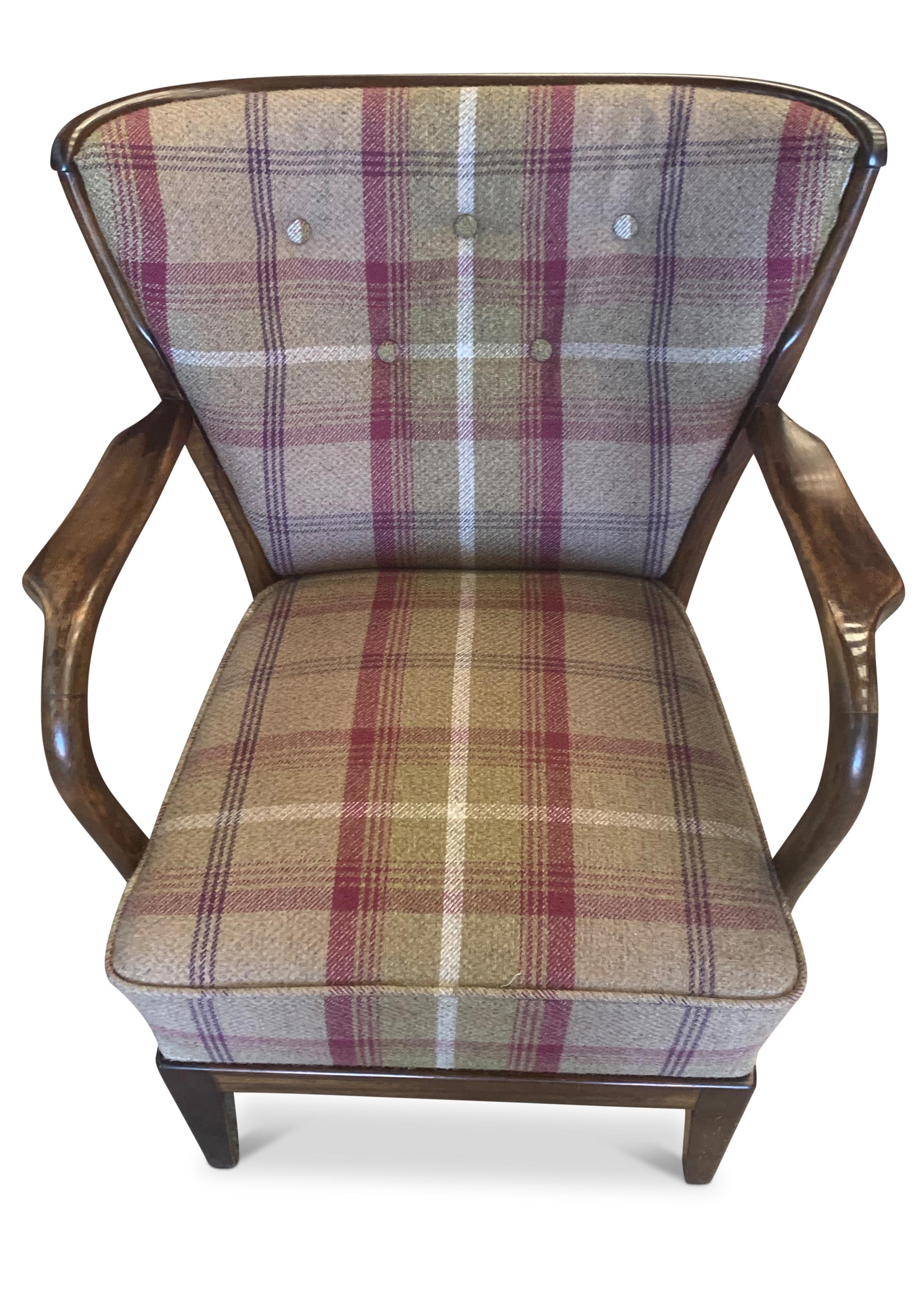 purple tartan chair