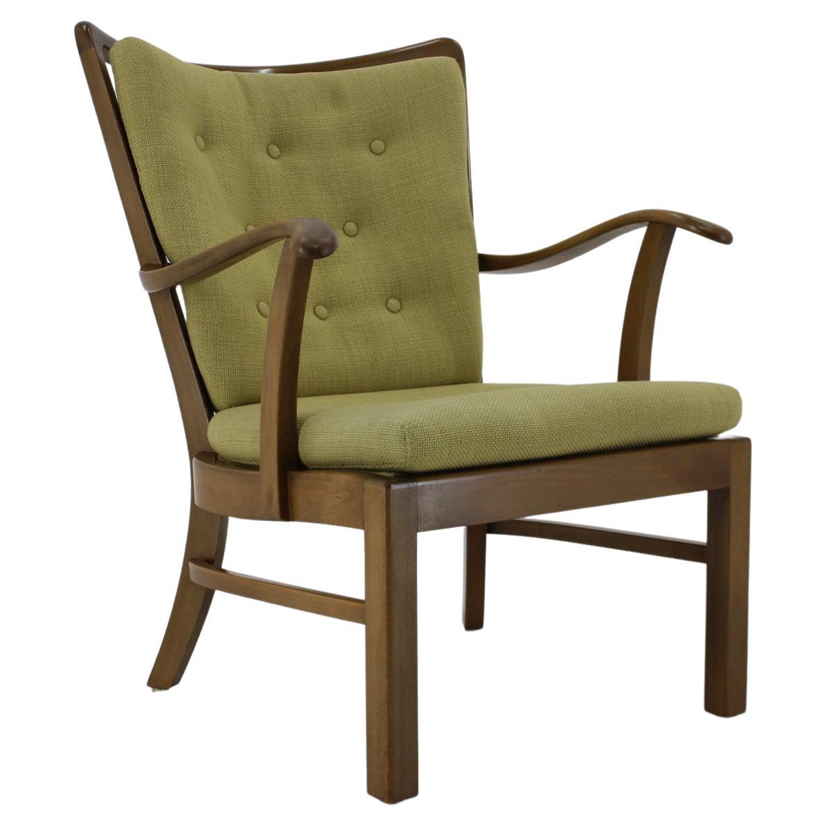 1940s Fritz Hansen Beech Armchair by Soren Hansen Model 1628, Denmark For Sale