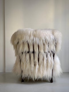 1940s Fritz Hansen Easy Chair Reupholstered in long haired Icelandic Sheepskin.