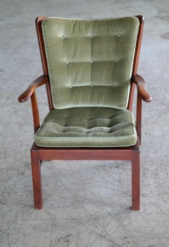 1940s Fritz Hansen Spindle Back Open Armrest Lounge Chair Model 1628