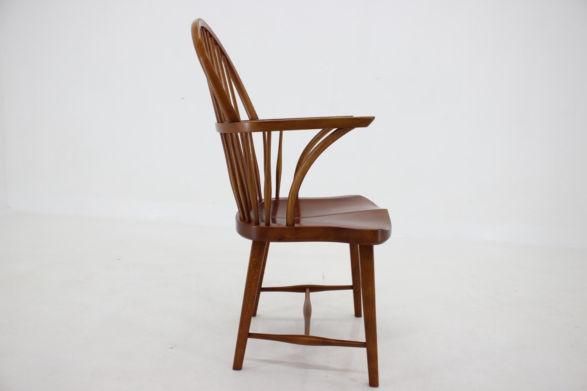 1940s Fritz Henningsen Windsor Oak Chair Model CH 18A, Denmark In Good Condition For Sale In Praha, CZ