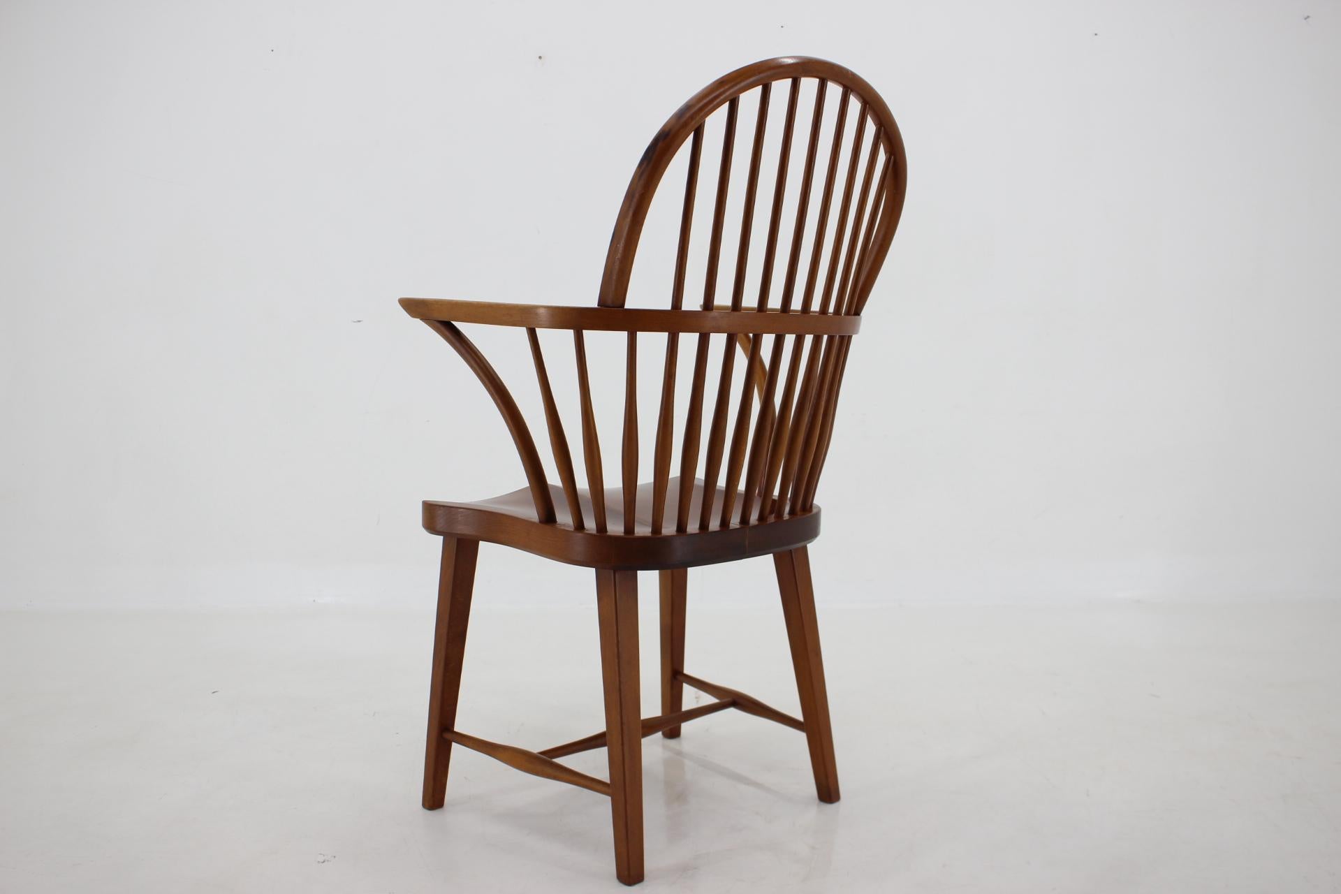 1940s Fritz Henningsen Windsor Oak Chair Model CH 18A, Denmark For Sale 2