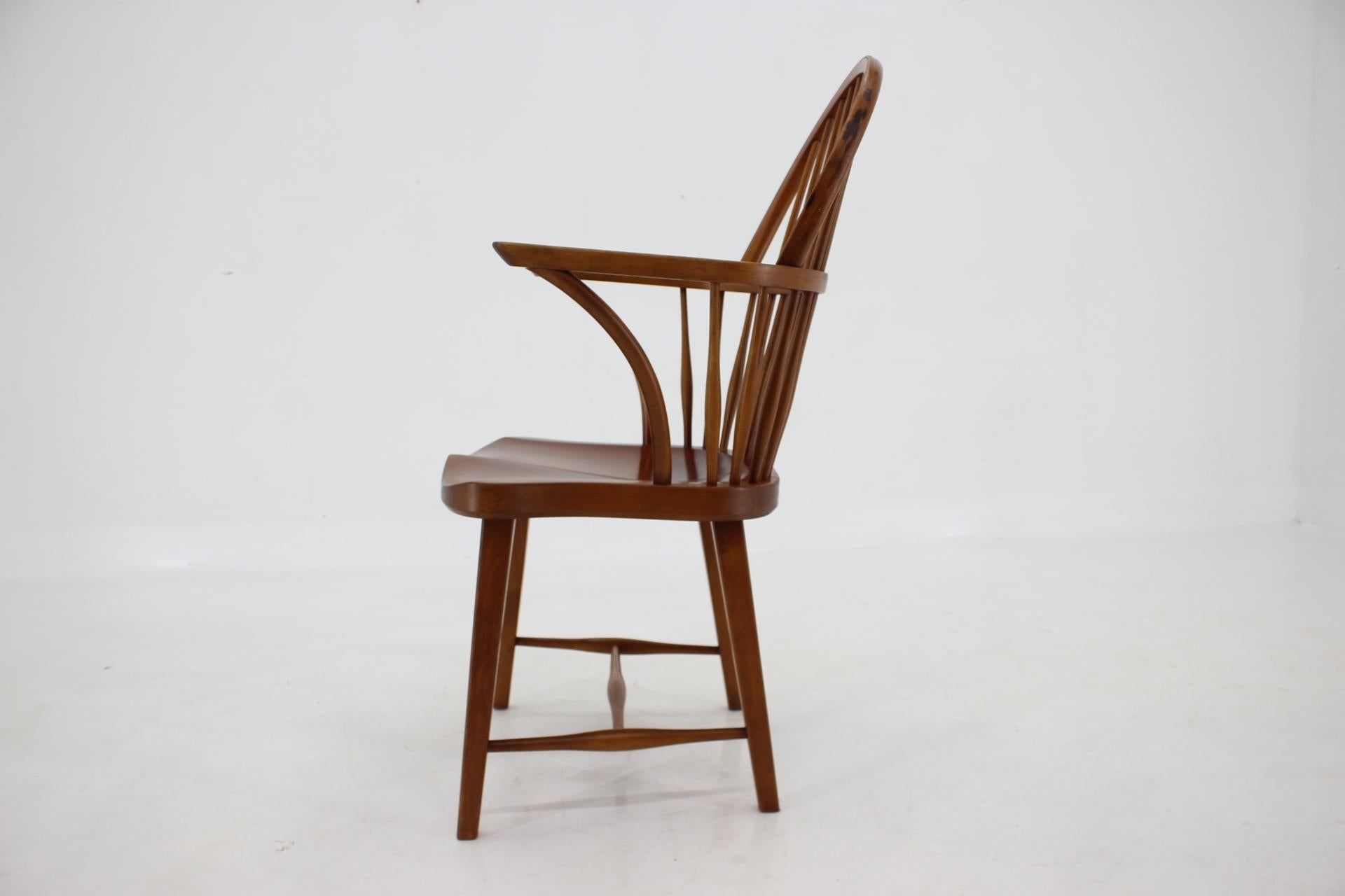 1940s Fritz Henningsen Windsor Oak Chair Model CH 18A, Denmark For Sale 3
