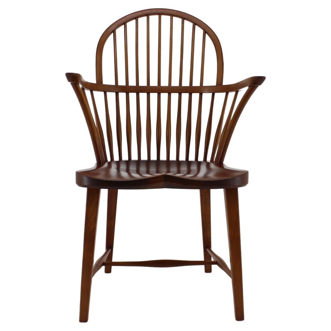 1940s Fritz Henningsen Windsor Oak Chair Model CH 18A, Denmark For Sale