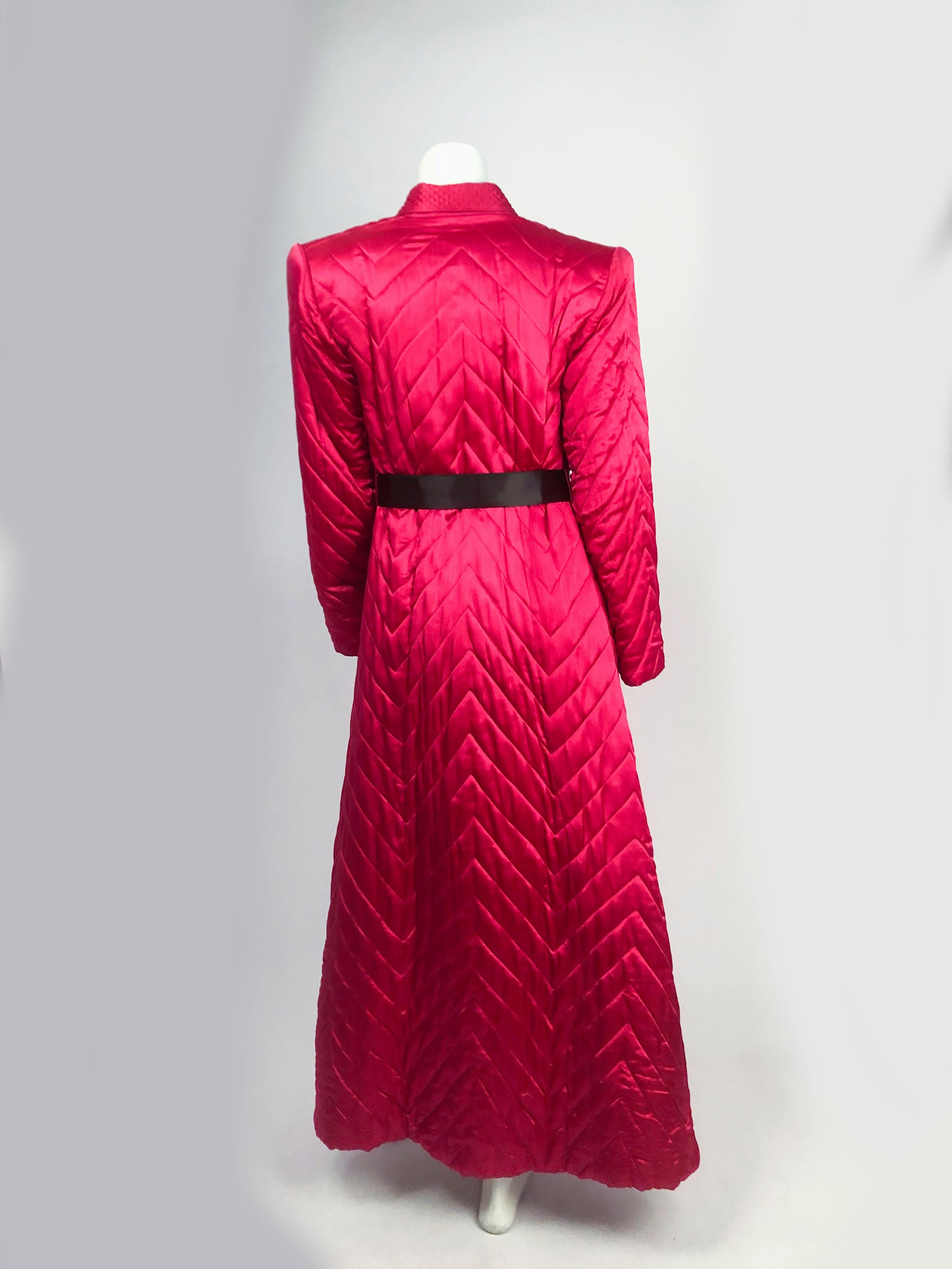 1940s Fuchsia Silk Satin Robe 1