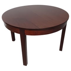 1940s Fully Restored Circular Danish Mahogany Dining Table with Extension Leafs