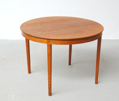 1940s Fully Restored Danish A.J. Iversen Round Oak Side Table