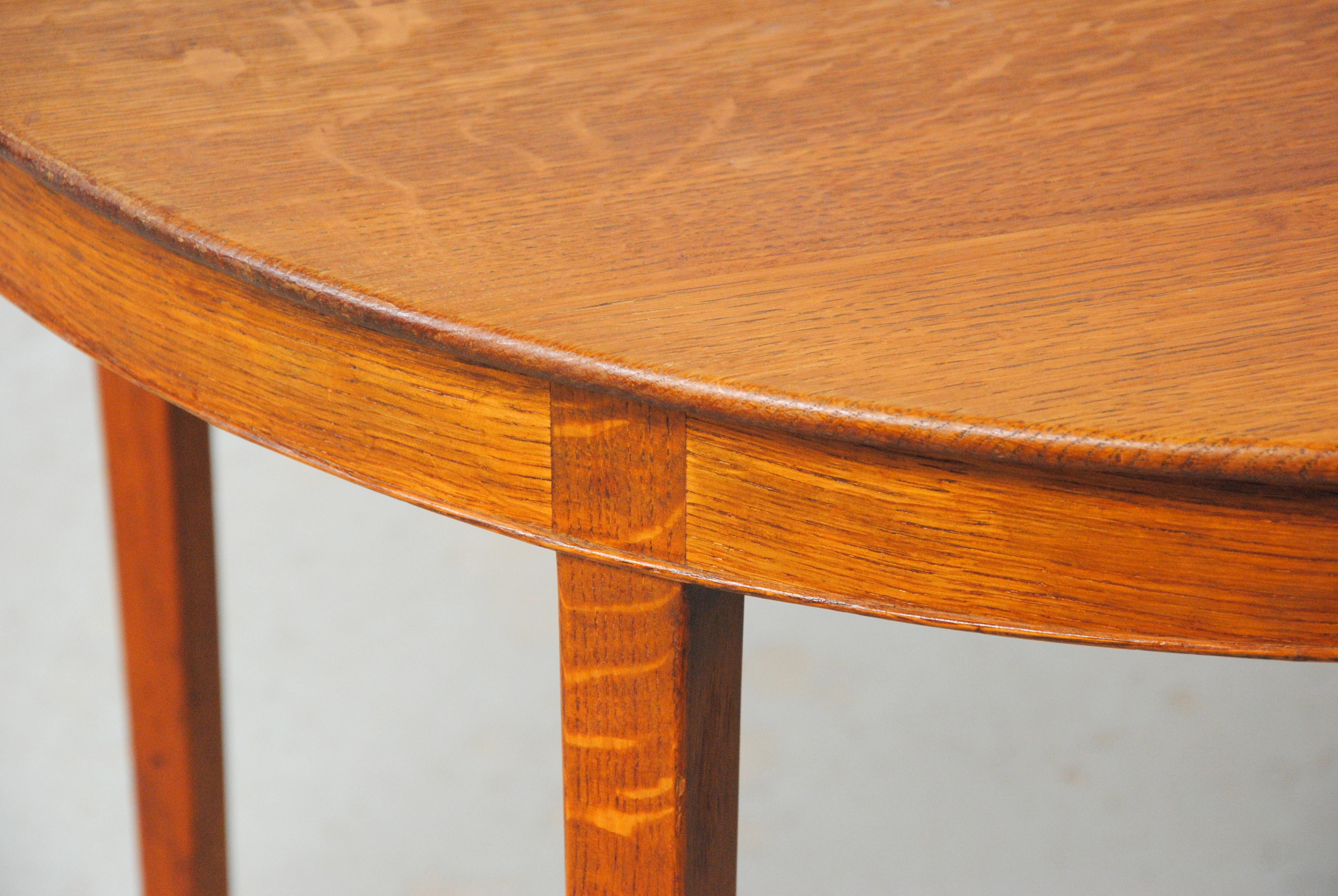 1940s Fully Restored Danish A.J. Iversen Round Oak Side Table For Sale 1
