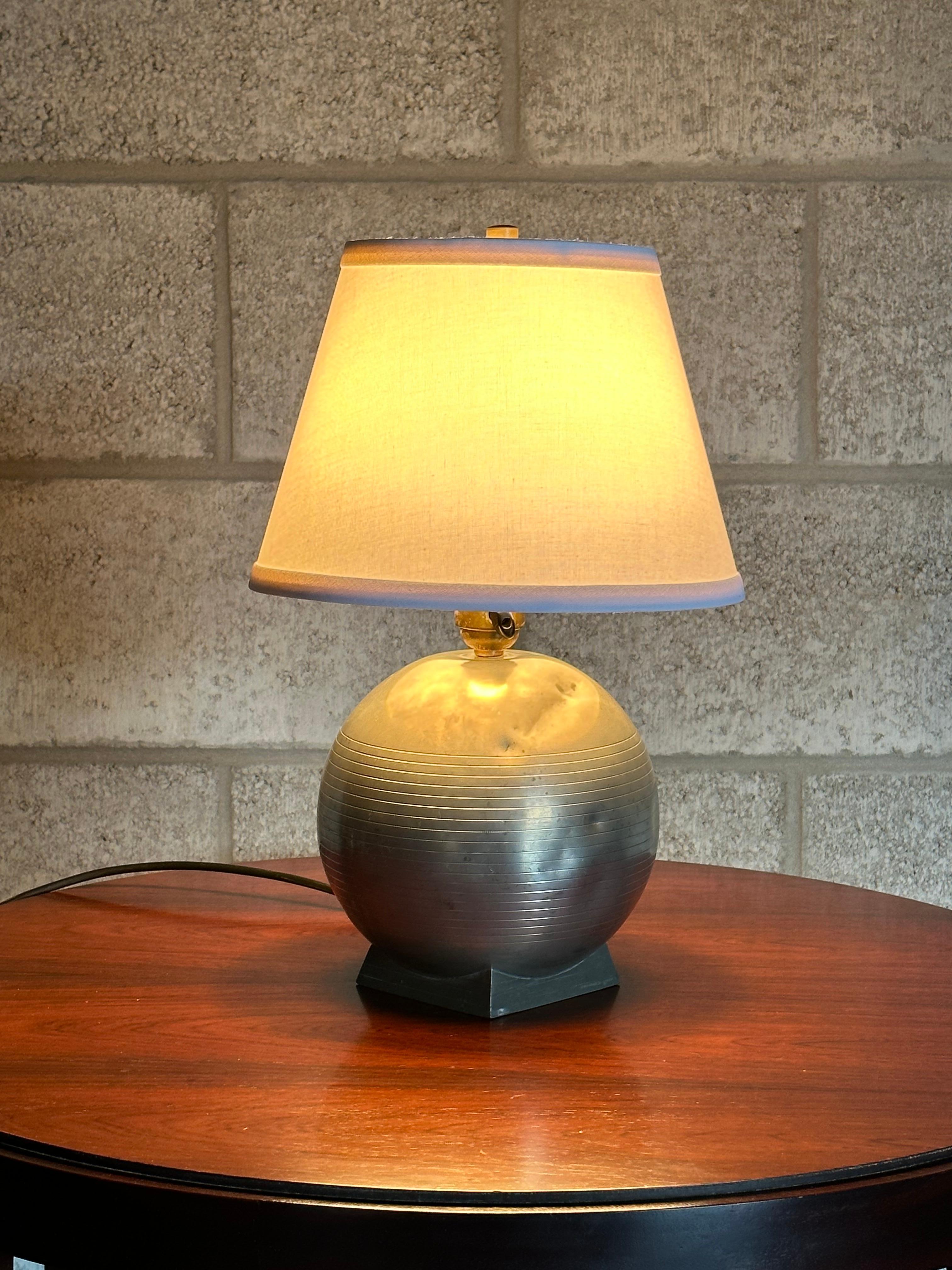 Pewter 1940s Gab Sweden Table Lamp, Art Deco For Sale