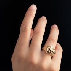 1940s Gadrooned Asymmetric 18 Karat Yellow Gold Tank Ring