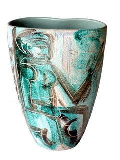 1940er G.B. De Salvo von Barile Albisola Italienische Keramikvase aus der Mitte des Jahrhunderts