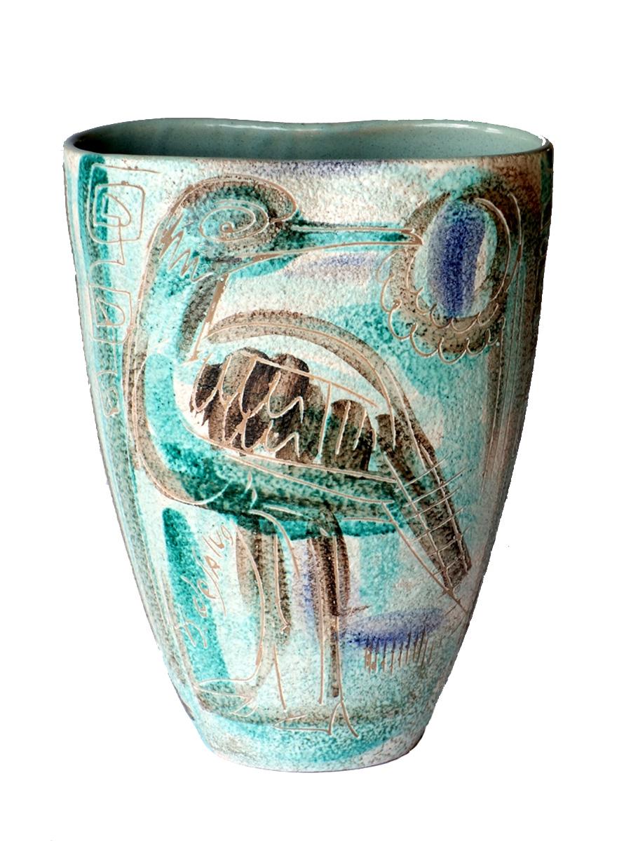 Mid-Century Modern 1940s G.B. De Salvo by Barile Albisola Italian Midcentury Modern Pottery Vase