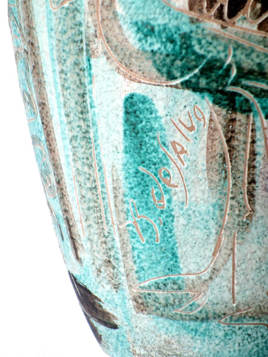 Polychromé 1940s G.B. De Salvo by Barile Albisola Italian Midcentury Modern Pottery Vase