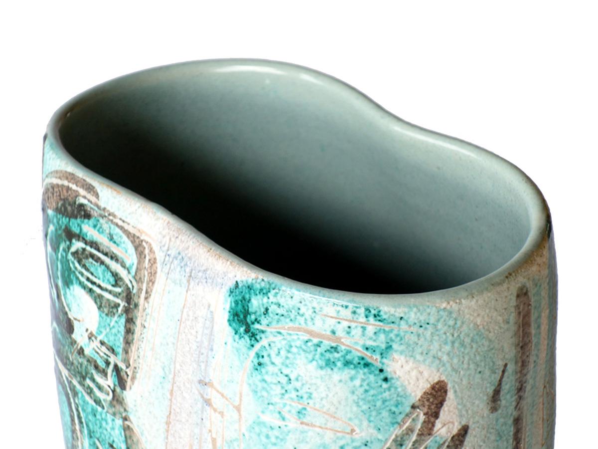 1940s G.B. De Salvo by Barile Albisola Italian Midcentury Modern Pottery Vase Excellent état à Brescia, IT