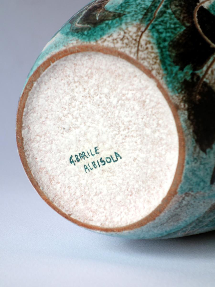 Milieu du XXe siècle 1940s G.B. De Salvo by Barile Albisola Italian Midcentury Modern Pottery Vase