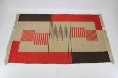 1940s Geometric Wool Rug/Carpet in the Style of Antonin Kybal, Czechosloakia
